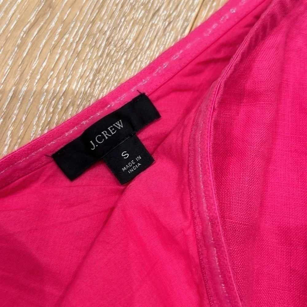 J.Crew Linen One Shoulder Hot Pink Dress